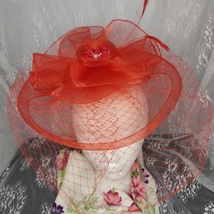 Fascinator With Netting and Feathers/Mesh Veil